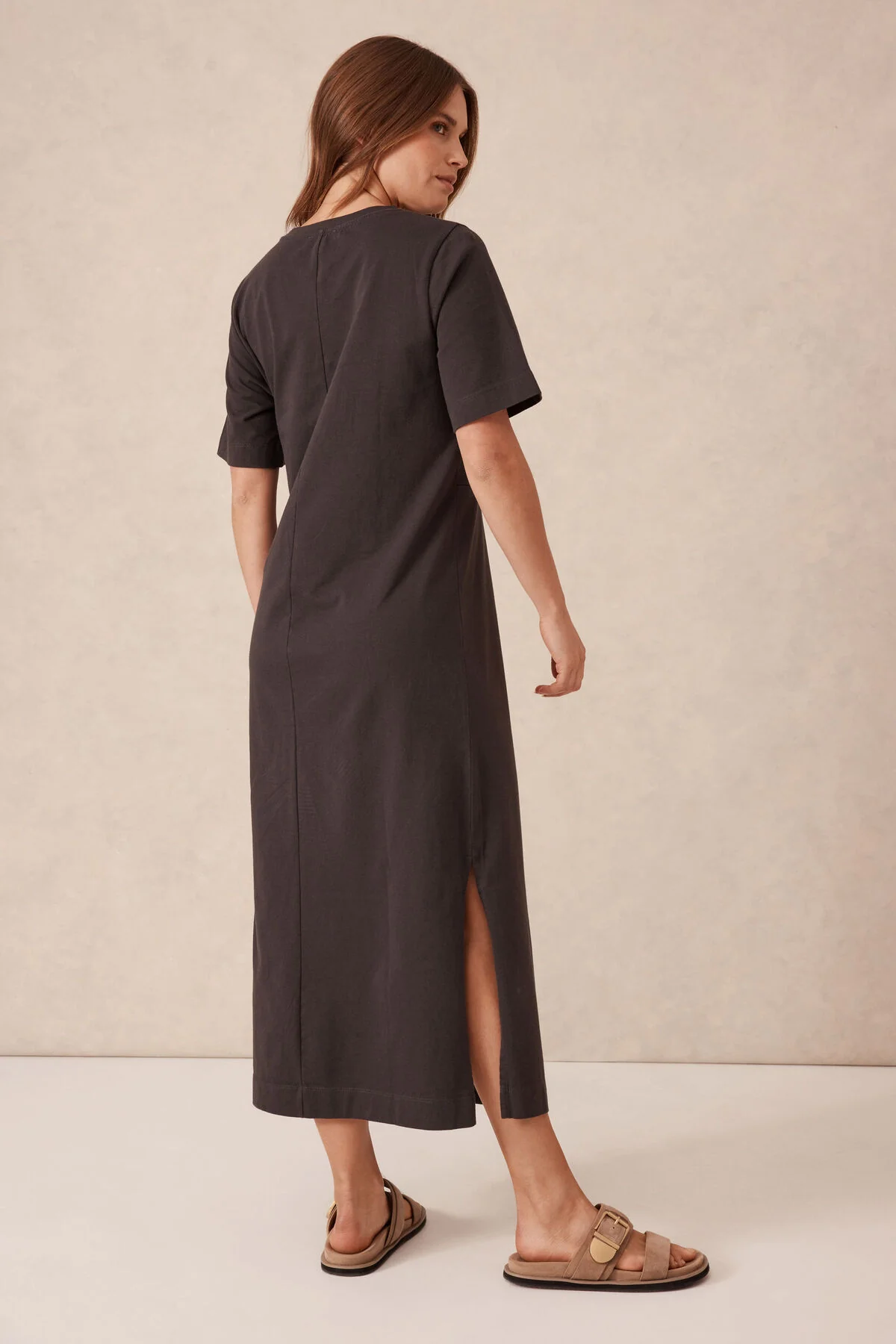 Allora Tie Midi Tee Dress | Phantom - Image 3