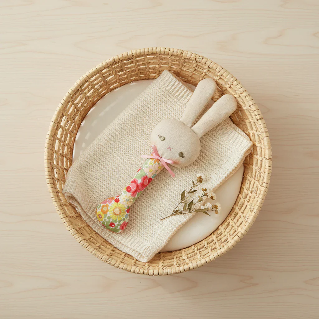 Baby Bunny Stick Rattle | Spring Blossom - Image 2