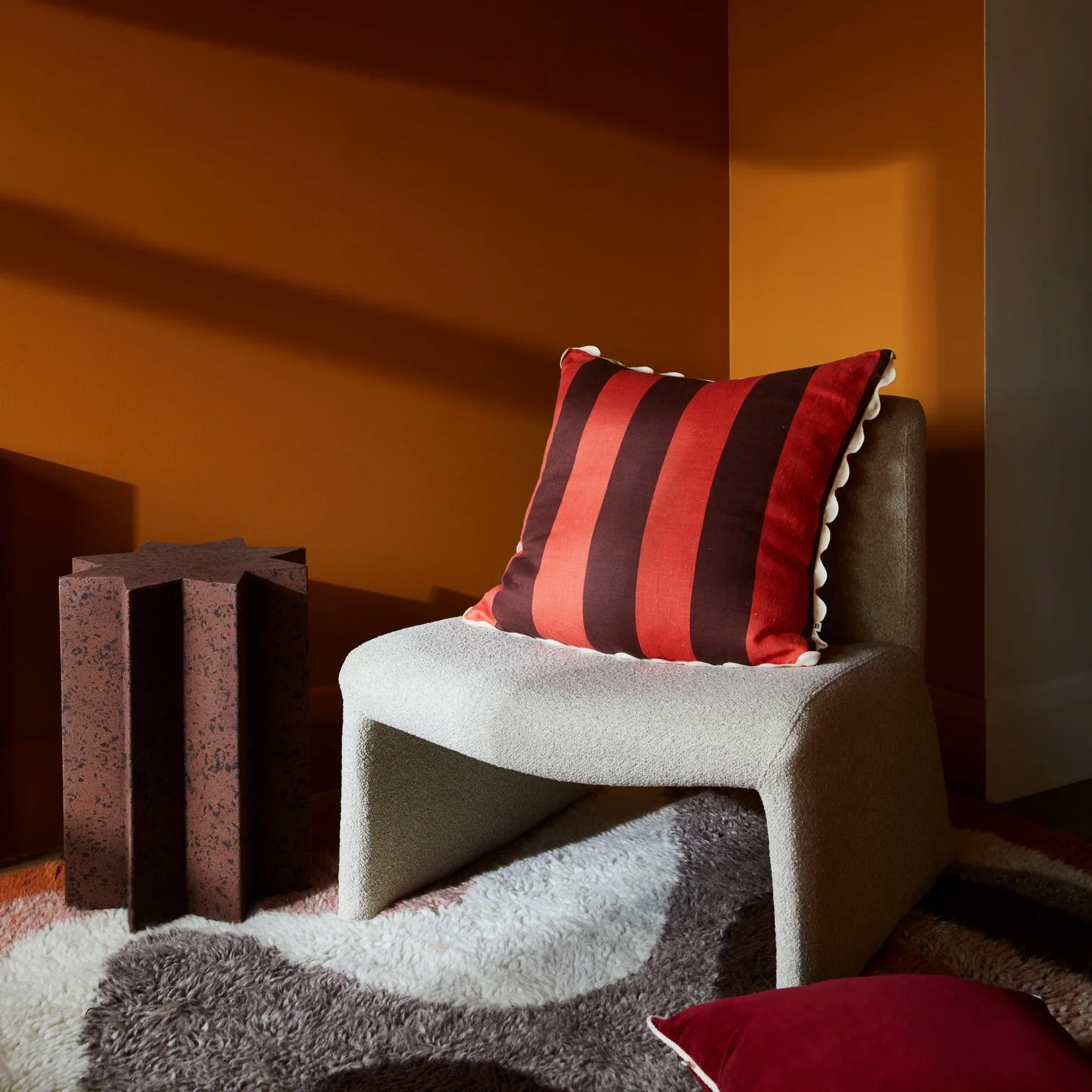 Big Stripe Burgundy Cushion - Image 4