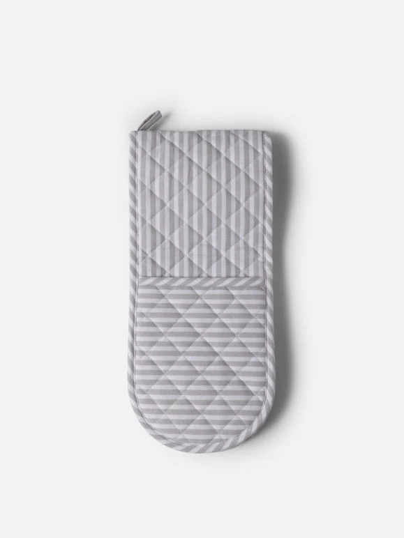 Classic Stripe Double Oven Glove | Grey/White - Image 2