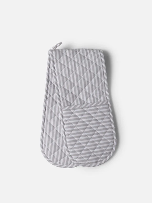 Classic Stripe Double Oven Glove | Grey/White - Image 5
