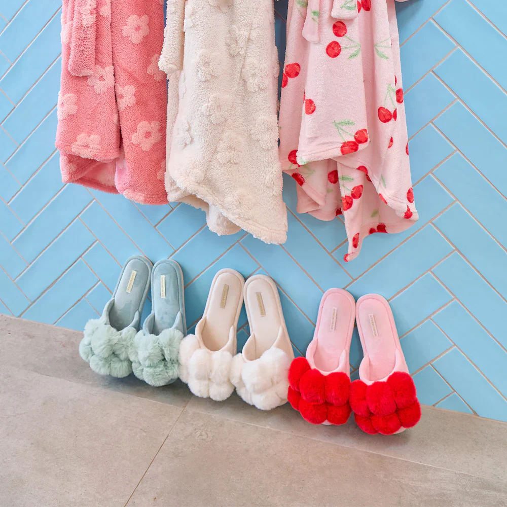 Cosy Luxe Pom Pom Slippers | Mist Green - Image 2