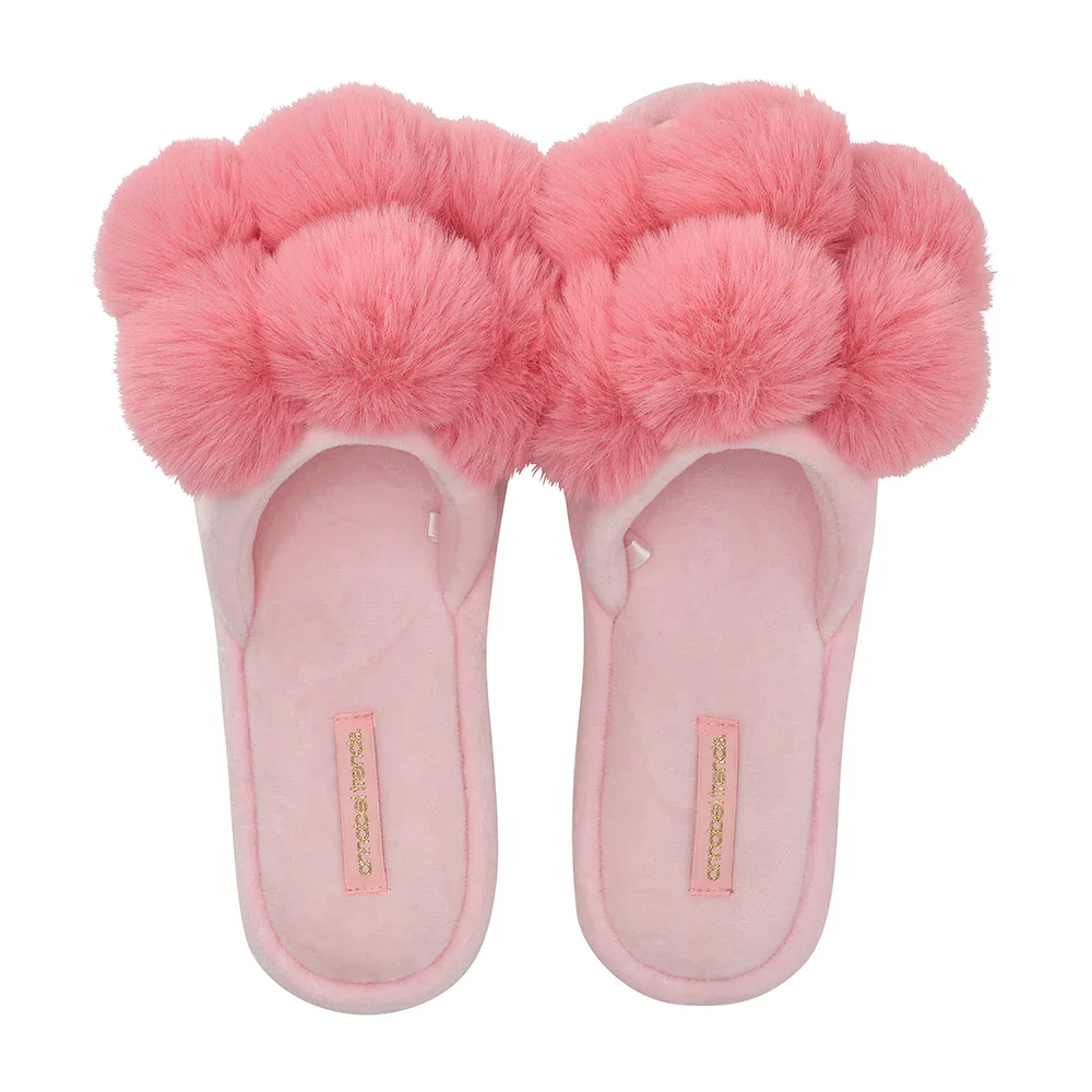 Cosy Luxe Pom Pom Slippers | Shell Pink - Image 2