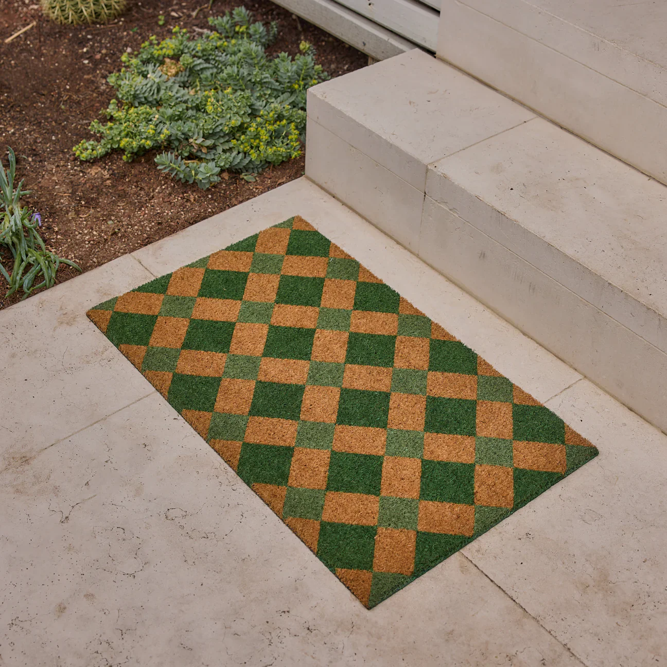 Diamond Green Check Doormat - Image 2