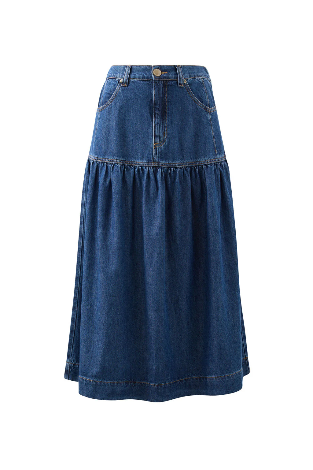 Drop Waist Denim Midi Skirt - Image 4