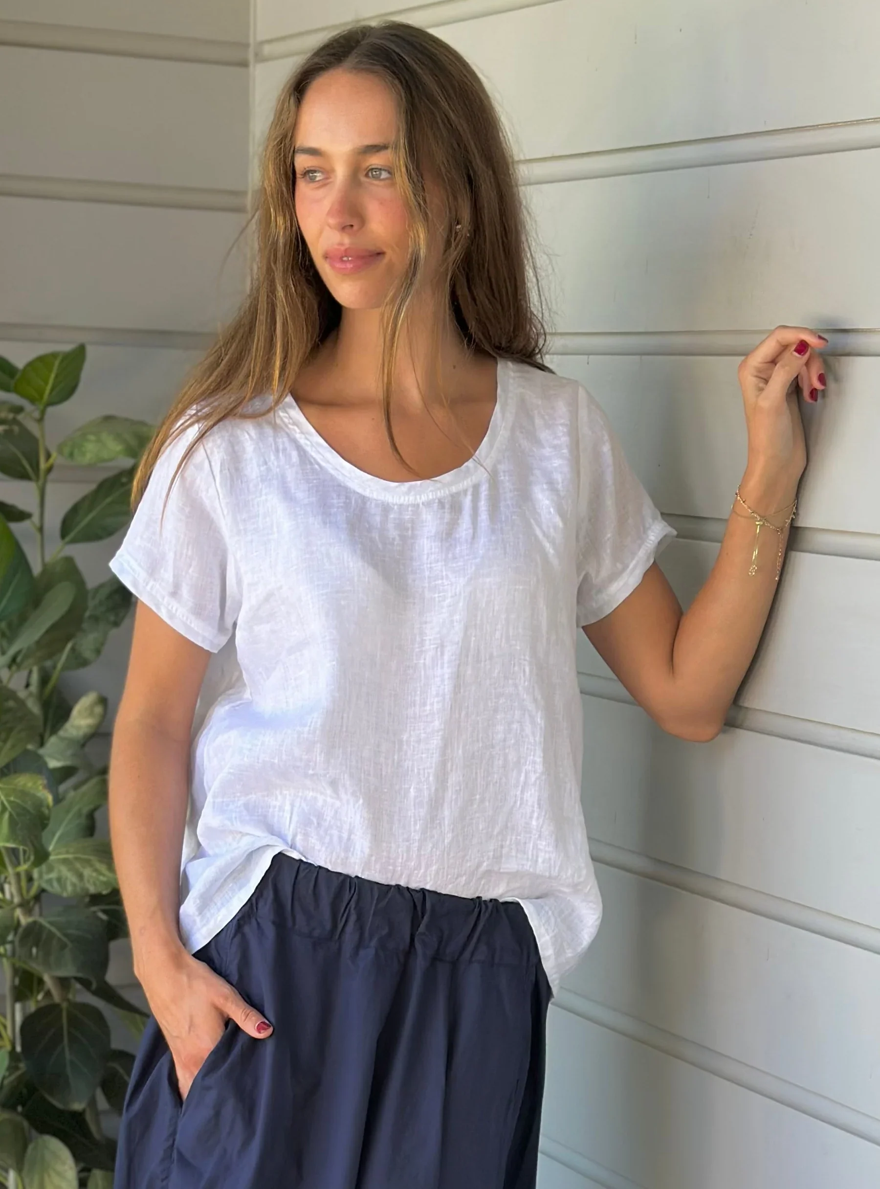 Ellie Round Neck Top | White - Image 3