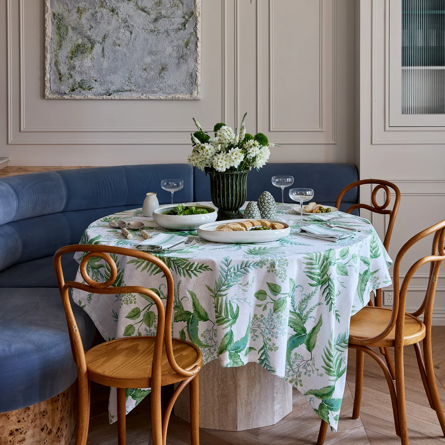 Fern Green/Blue Tablecloth | Large