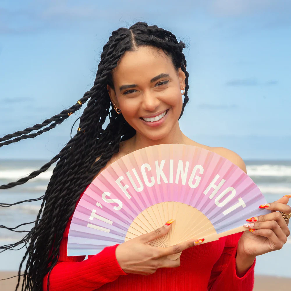 Hand Fan w/Gift Box " Fucking hot" gradient - Glow in the dark