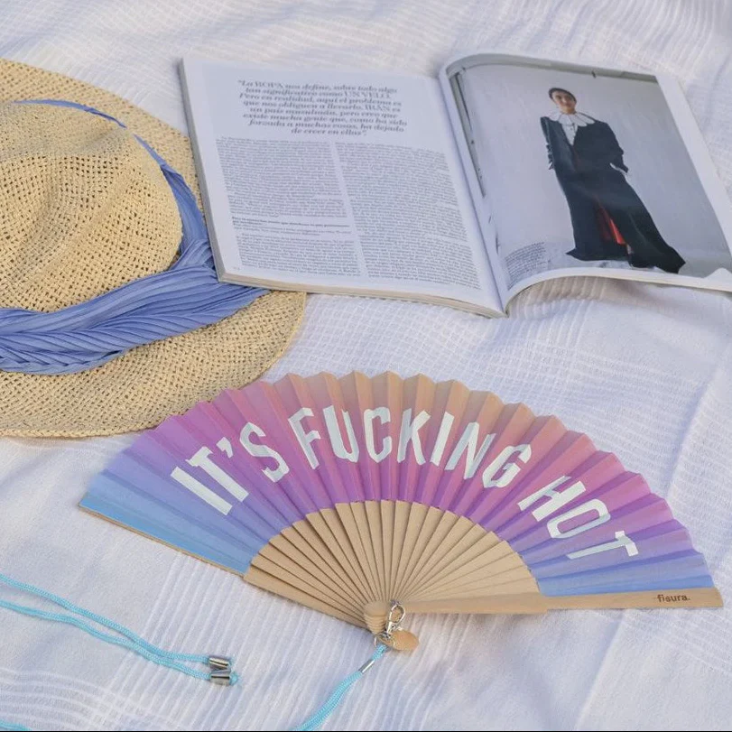 Hand Fan w/Gift Box " Fucking hot" gradient - Glow in the dark - Image 3
