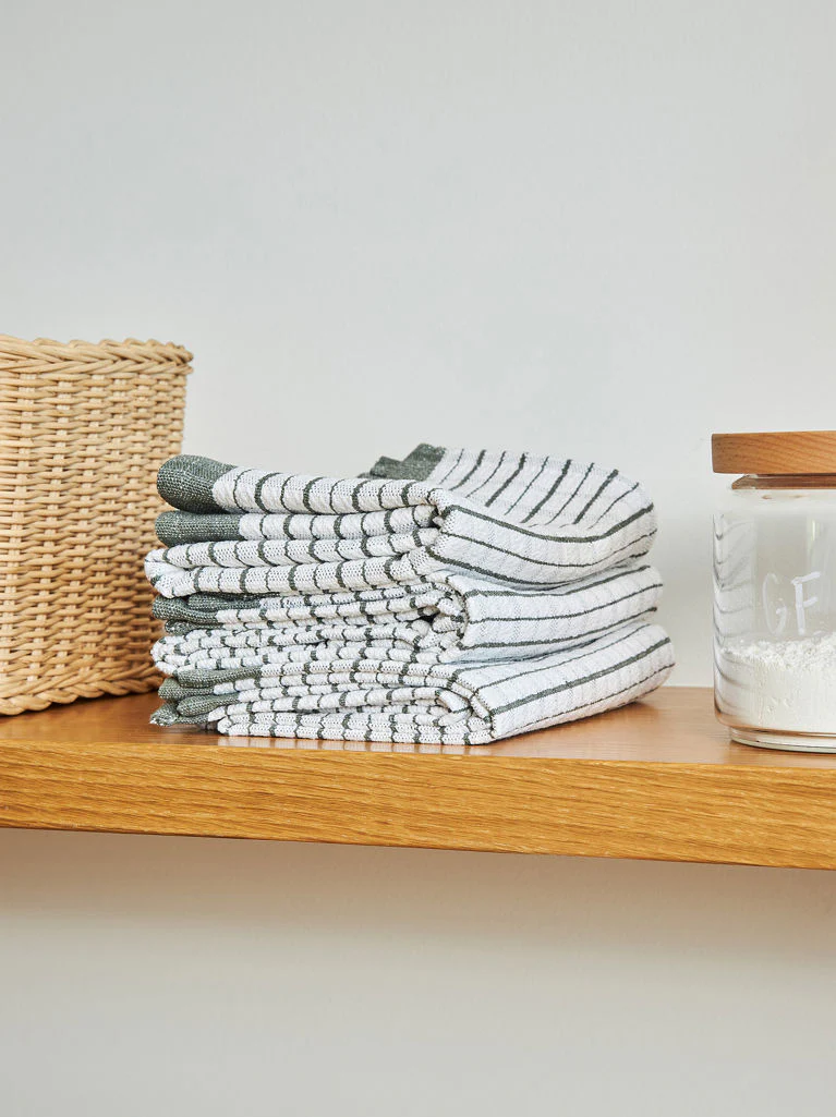 Heavy Cotton Tea Towel | Olive/White - Image 2