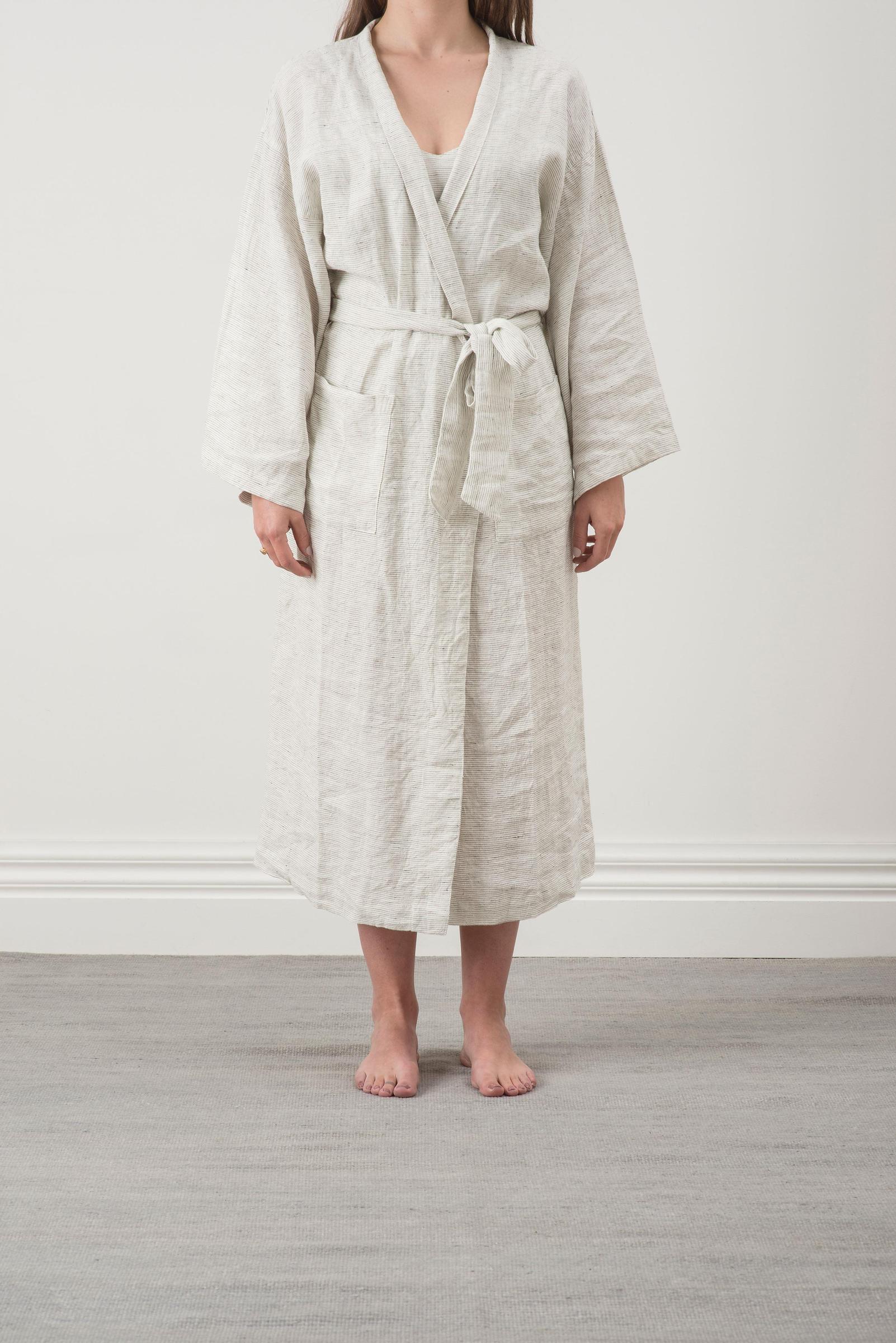 Linen Robe | Pinstripe - Image 3