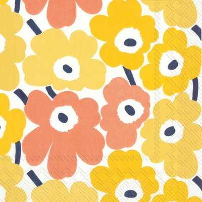 Marimekko Cocktail Napkins | Mini Unikko Yellow
