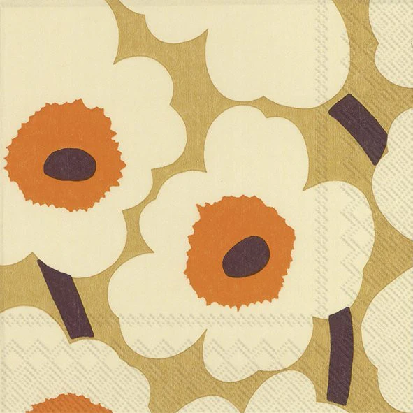 Marimekko Napkins | Unikko Orange Cream