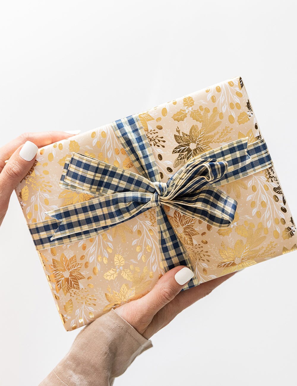 Navy and Gold Foil Tartan Ribbon - Image 5