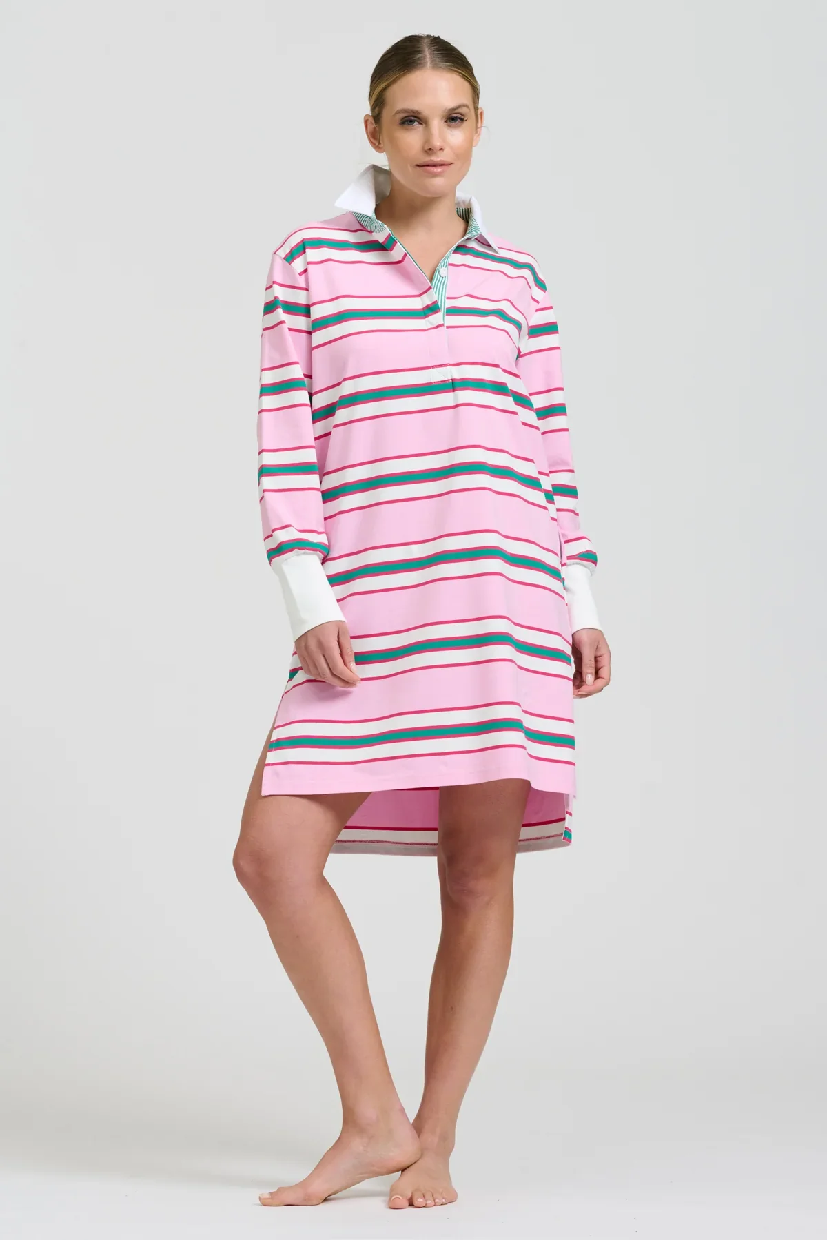 Rugby Summer Dress | Pink Multi Stripe