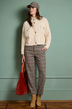 Straight Plaid Pants in Camel Check