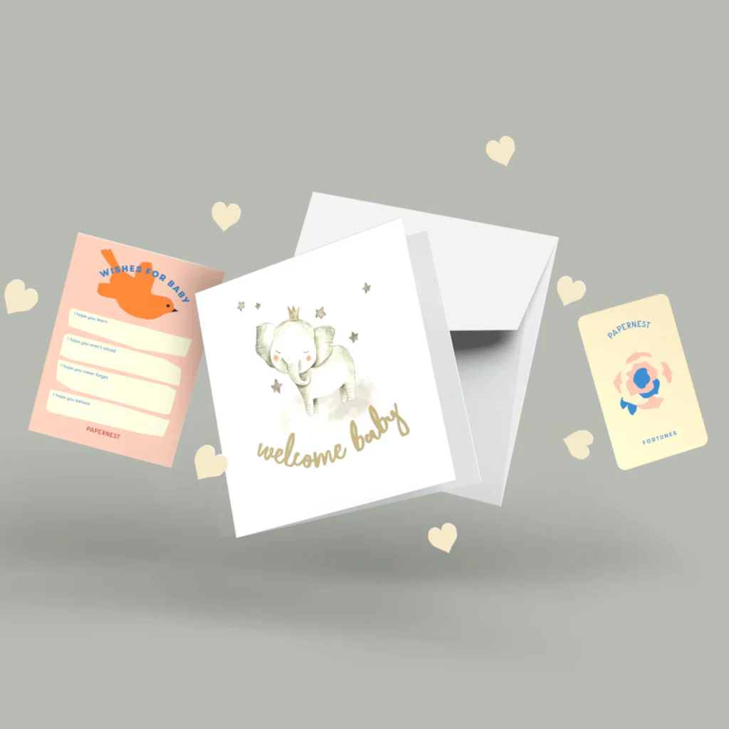 Welcome Baby Elephant Card | Gold - Image 2